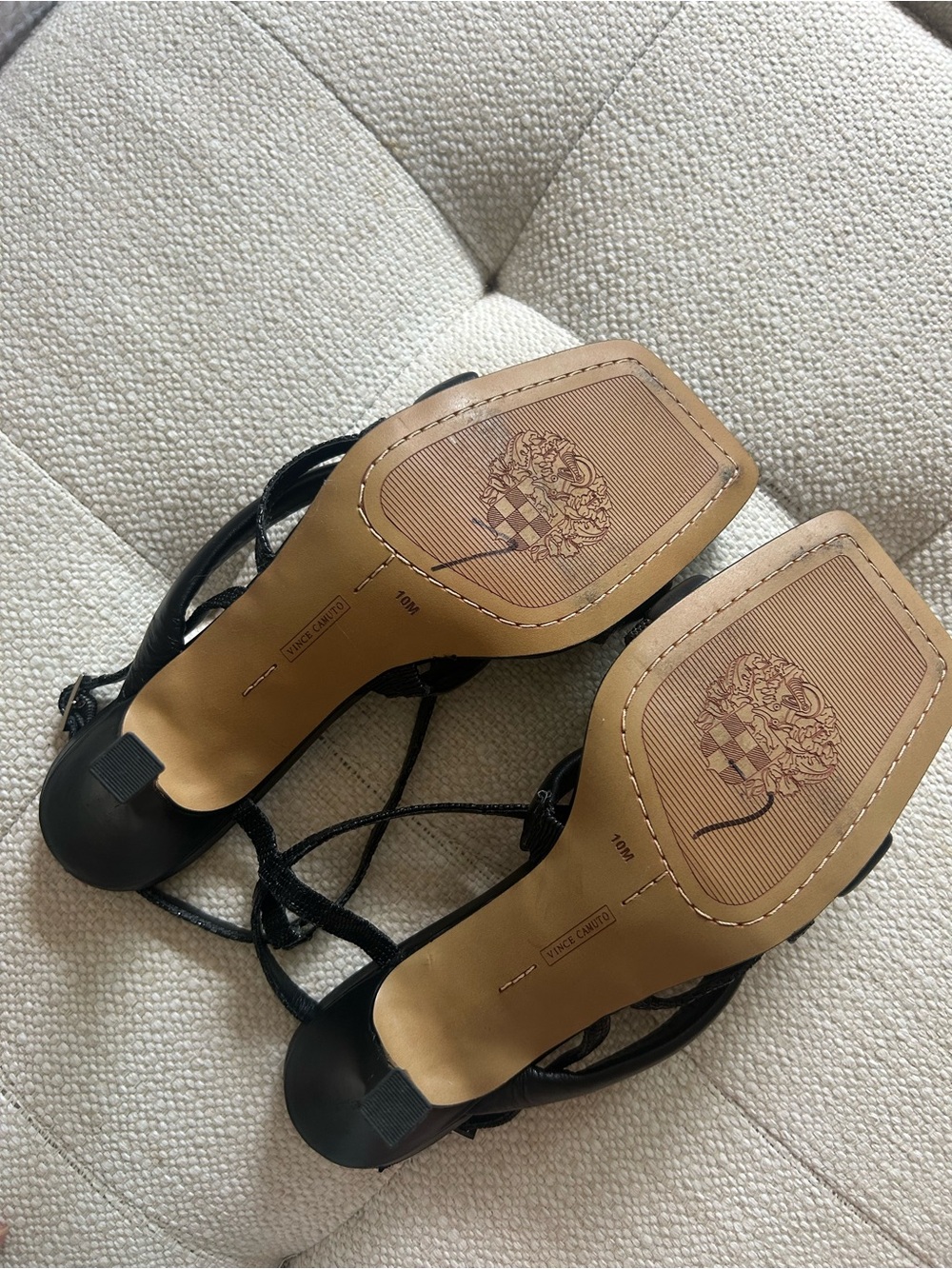 Vince Camuto Black Strappy Square-Toe Heel Sandals - Picture 5 of 5